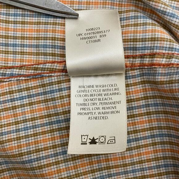 Haggar Life Khaki Button Up Mens Size XL Orange Tan Plaid Long Sleeve Gorpcore - Picture 11 of 13